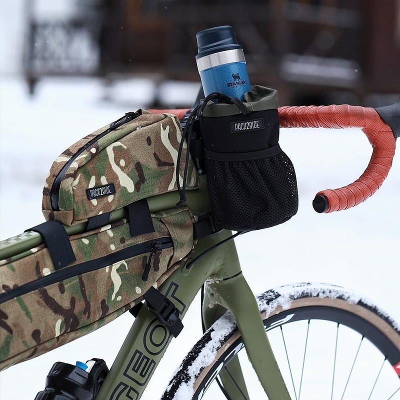 PACK2RIDE Toprock Frame Bag - Water Resistant, Durable Cordura Fabric & Bicycle Daily Essentials Holder - TopTube, Frame Storage, Bikepacking for Road, Gravel Cycling - Multicam Camo (1 L) - Image 4
